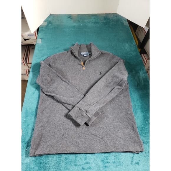 Polo Ralph Lauren Sweater Fleece Size Small Mens Gray 1/4 Zip Logo Pony Warm - Picture 4 of 7